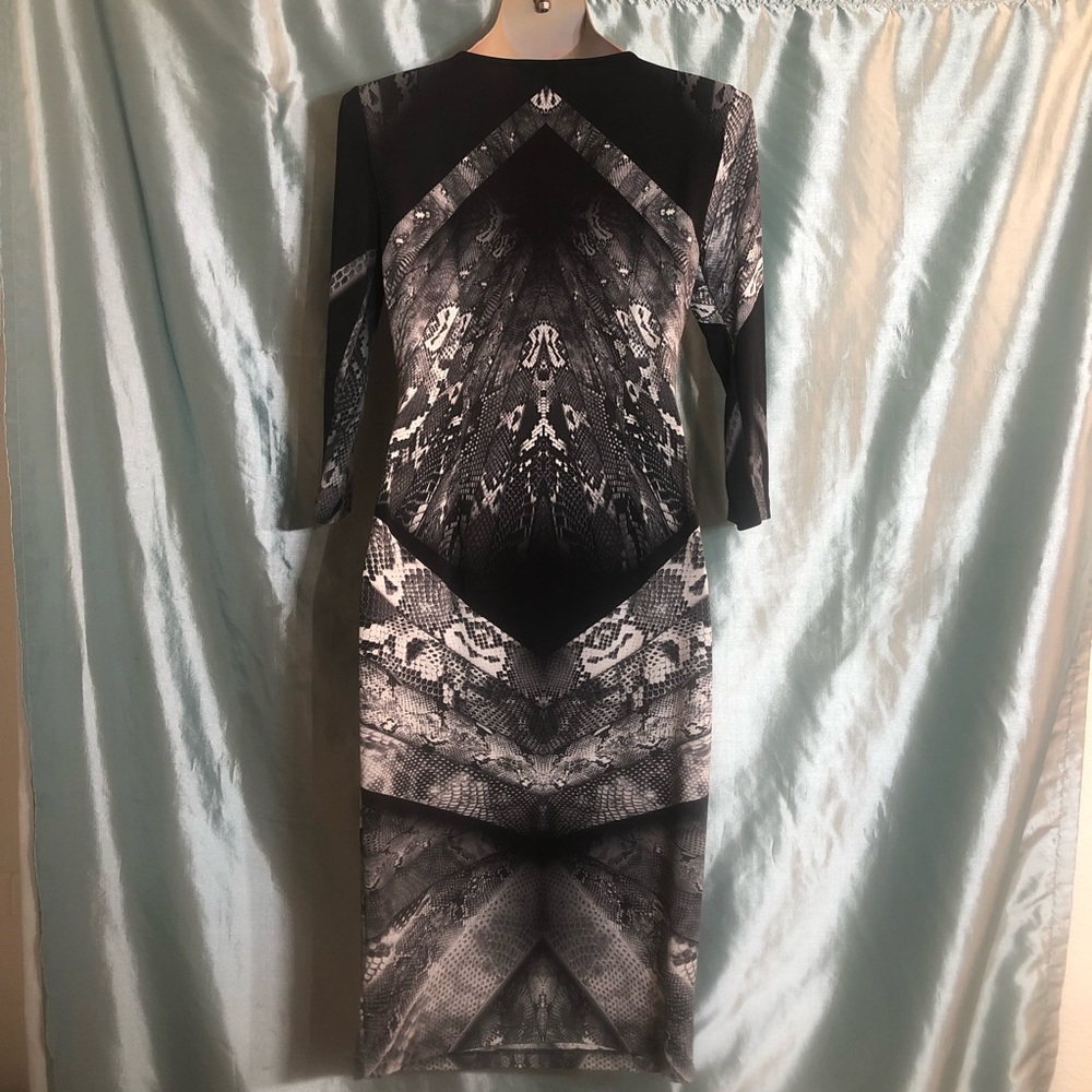 Sultry Saks Serpent bodycon midi dress with 3/4 sleeves, XS - Picture 6 of 6